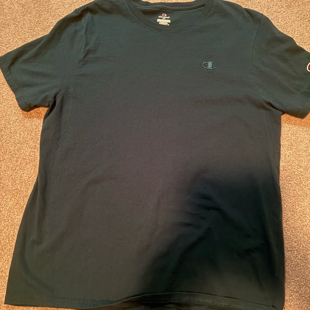 Champion Short Sleeve Crew Tee in Deep Green with Embroidered Logo